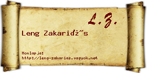 Leng Zakariás névjegykártya